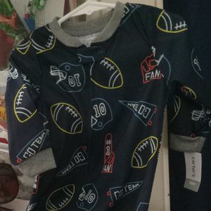 New Carter's18 months Boys / Girls Sleep N Play PJs Zipper Football Blue Footed